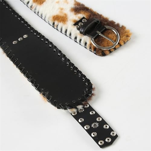 Patchworked Furry Faux Furs Waist Belt Decorative Belt For Pants Jeans Punk Waist Cincher Vintage Corset For Everyday Use4