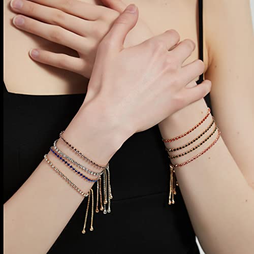 Fro4S 8 Pcs 2Mm Cubic Zirconia Classic Chain Tennis Bracelet For Women, Adjustable Fit Luxury Shining Gold Bracelets #TOP6