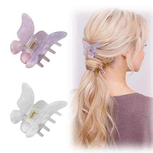 Xscoci Pince à cheveux papillon Mode Épingle à cheveux papillon Français Clips antidérapants Moyen Taille moyenne pour femme fille Cheveux Jaw Clips pour cheveux épais Cheveux fins Cover
