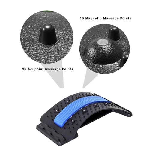 Image of Back Stretcher with Magnetic Acupressure Points for Spinal Pain Relief | Multi-Level Lumbar Region Back Support | Spike Back Stretcher for Men & Women | Adjustable Back Pain Relief Device for Comfort and Posture Improvement (One Size)
