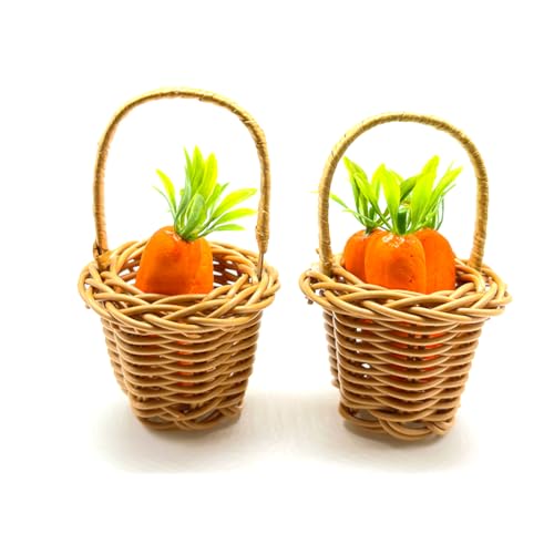 Art&Beauty 4pcs Tiny Miniature Rattan Baskets with Handles Small Woven Tote Flower Girl Baskets Dollhouse Play Scene Ornament Mini Flower Basket for Wedding Party Favors Crafts Decor Willow Basket