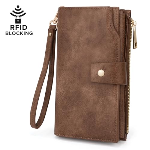 Image of YALUXE Women's Real Leather Wallet RFID Protect 21 Card Slots Phone Pocket