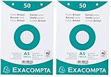 Exacompta - Réf. 12608E - Paquet de 50 fiches bristol quadrillées 5x5 perforées, sous film...