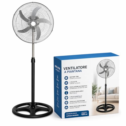 Ventilatore a Piantana da 50 cm con 5 Pale in