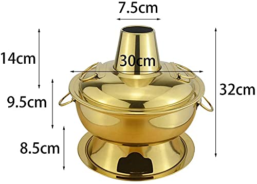 INUUXLG Beijing Copper Hot Pot,Chinese Style Hot Pot,Pure Copper Hot Pot,Chinese Tranditional Hotpot,Hot Pot Mongolian Hot Pot, Pure Copper Hot Pot Old Hot(Gold) (Gold