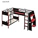 Virubi Twin Size L-Shaped Gaming Bunk Bed with Twin Size Gaming Loft Bed,Built-in Desk, Bunk Bed with Shelves and LED for Boys Teens Bedroom, Black+Red