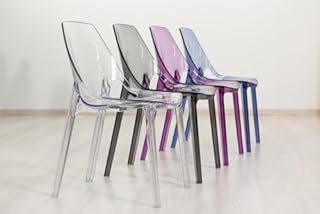 SIEDITI FUORI E DENTRO Sedie moderne in policarbonato trasparente, sedie impilabili di design per sala da pranzo e cucina trasparenti - Luce (2 Sedie, Rosa)