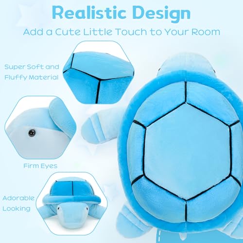 Image of MorisMos 33Inch Giant Blue Sea Turtle Stuffed Animal, Large Turtle Plush Pillow, Soft Ocean Animal Plush Toy for Kids, Big Turtle Plushie for Bed Sofa Room Decor, Birthday Gift