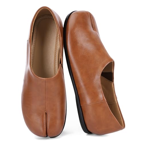 Image of UBWDU Split Toe Shoes Tabi Shoes Women Wide Width Round Toe Ballet Flats for Women