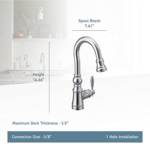 Moen Weymouth Matte Black One Handle Pulldown Bar Faucet, S53004BL - image 7