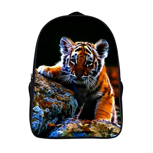 Sac à dos unisexe tigre 3D cartable scolaire et sac de voyage cool