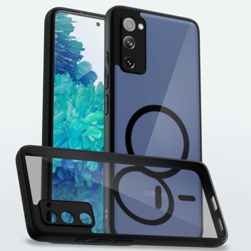 Image of Outlouders Back Cover for Samsung Galaxy S20 Fe 5G Compatible with Mag-Safe | Shockproof Design | Hard Transparent Back Case (Black Mag-Safe)