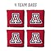 YouTheFan Officially-Licensed NCAA Arizona Wildcats Set of 4 Cornhole Bags - All Weather Regulation 6” x 6” Size - 16oz Weight - Designed in USA