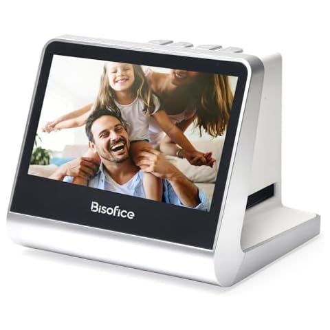 BISOFICE Film and Slide Scanner for 135 Film(36*24mm)/126KPK /110 Film/Super8/ Monochrome/Slide to Digital JPEG Photos Built-in 16GB Memory 5'' LCD Screen Free APP Support Connect with PC Compute TV Cover