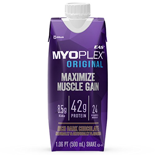EAS Myoplex Original Ready-To-Drink Protein Shake, Rich Dark Chocolate, 17 oz, 4 count (Pack of 3)