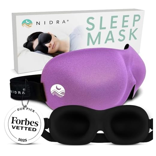 Nidra Luxury Patented Deep Rest Sleep Eye Mask with Contoured Shape and Adjustable Head Strap (Purple)