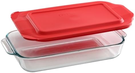 Pyrex Basics 2-Qt Glass Baking Dish with Lid, Tempered Glass Baki...