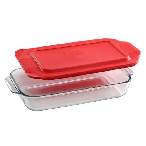 Image of Pyrex Basics 2-Qt Glass Baking Dish with Lid, Tempered Glass Baking Dish with Large Handles, Non-Toxic, BPA-Free Lid, Dishwashwer, Microwave, Freezer and Pre-Heated Oven Safe