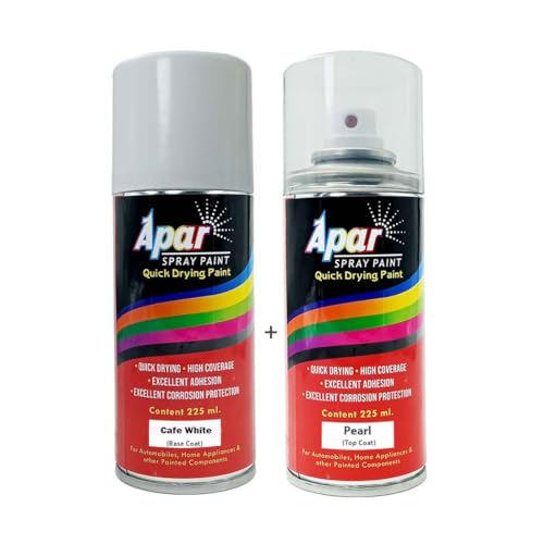 Image of APAR Spray Paint Cafe White (RC Colour Name) +PC, Compatible for Toyota Glanza,Urban Cruiser Hyryder Cars -225 ml (Pack of 2-Pcs)