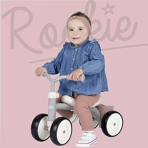 Smoby - Porteur Rookie Rose - Métal - Selle Incurvée - Roues Silencieuses - Coffre à Jouets - Premier Age - Dès 12 Mois