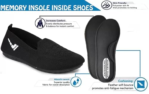 Image of ELECANT Lightweight Active Wear Knitted Slip-on Comfortable Casual Flat Ballies Shoes Women