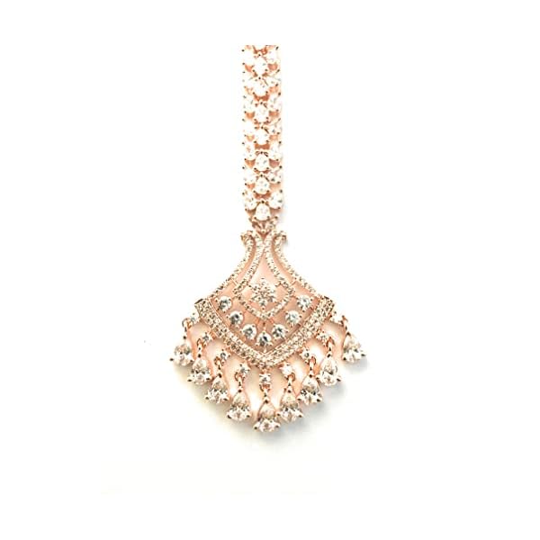 Sasitrends Beautiful AD/American Diamond Studded Rhodium Plated Maan Tikka for Women and Girls | Maang Teeka Maang Tika for Women and Girls Latest - Image 5