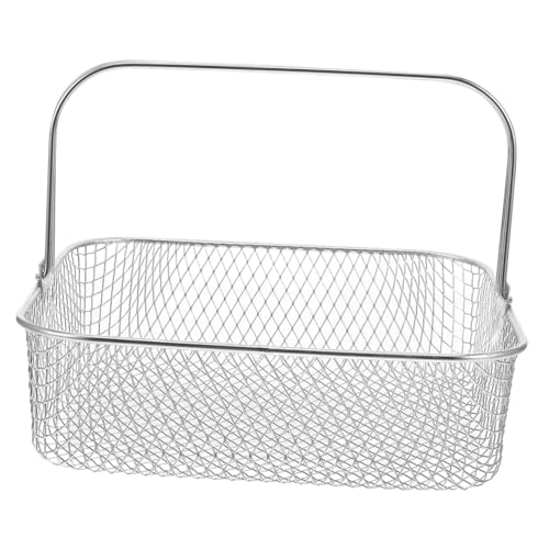PHENOFICE Air Fryer Mesh Basket Machine Bowl Liners Air Frying Pan Air-fryer Deep Fryer with Basket Round Double Aluminum Pot Stove Oven Pot Pan Square Stainless Steel