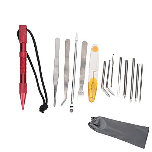 AJUNJIIL para tejer, para hacer pulseras, para elaboración, costura, para proyectos de bricolaje, 14 PCS Paracord Needles Conjunto, kit de herramientas de costura, para macrame, (Juego rojo de 14
