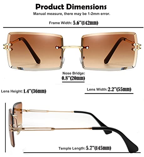 Image of Rectangle Sunglasses for Women Men Fashion Retro Rimless Frameless Tinted Lens Sun Glasses Shades 2026 Stylish