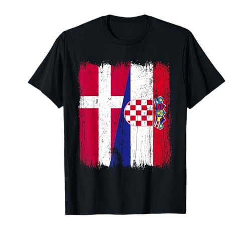 Dinamarca Croacia Media Bandera Orgulloso Danés Croata Roots Camiseta
