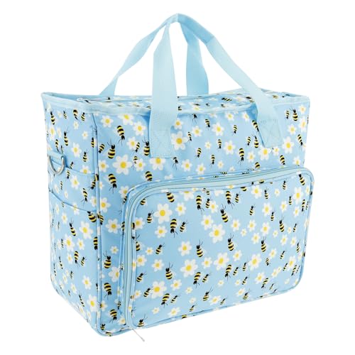 KTZCTPCA Bolsa de tricô elegante, organizador de fios de crochê de grande capacidade, bolsa de crochê portátil de viagem com alça de ombro, bolsa de tricô de tecido Oxford, bolsa de lona para