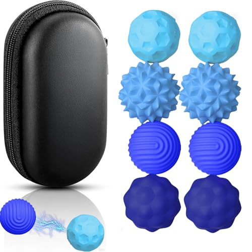 JoyJoyful 8 PCS Balle Anti-Stress Enfant Adulte, Fidget Toys Anti Stress Pierre Sensorielle Texturée, Outil de Relaxation pour Gestion du Stress, TDAH,...
