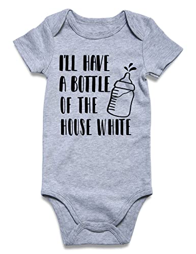 Image of UNICOMIDEA Gender Neutral Newborn Outfit 0-3 Months Baby Boy Romper With Design I'll Have A Bottle Of The House White Onesie Infant Girls First Jumpsuit