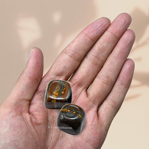 Image of Certified Iron Tiger Eye Crystal Healing Tumbled Stone, Natural Polished Crystals for DIY Crafts, Manifestation, Meditation, Pooja Feng Shui and Reiki Healing (30 Grams)