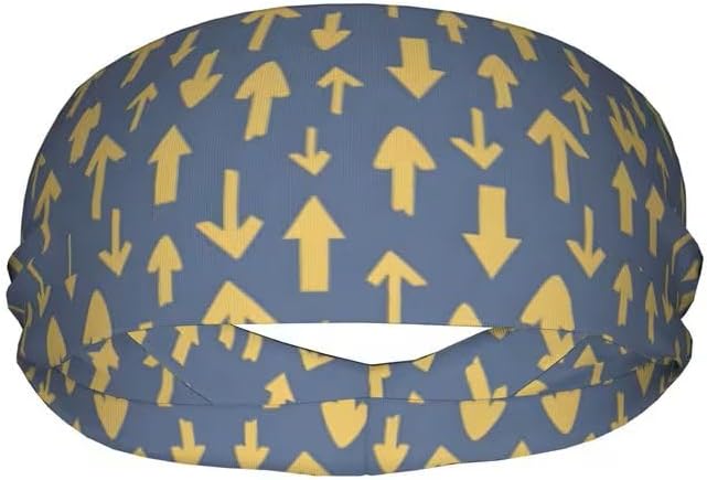 Camino de Santiago Headband with Pilgrim Arrows | Elastic Sports Headband Blue-Yellow | Camino de Santiago Headband for Hiking, Pilgrims & Outdoor | 49.8-56.9 cm