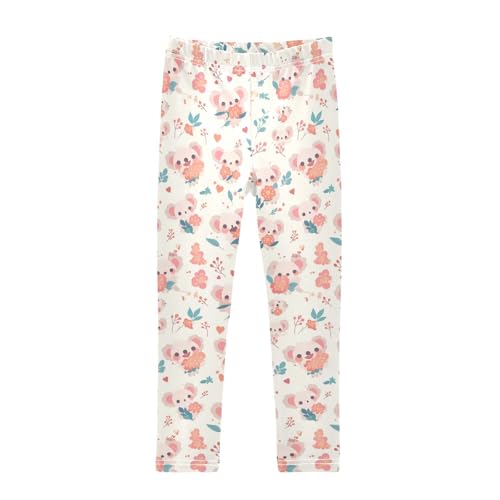Seamless Cartoon Koala Bear Little Girls Active Leggings Casual Full Length Workout Pants Gym