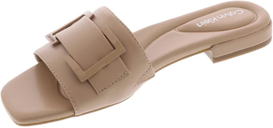 Calvin Klein Women's Tangelo Sandal, LITE Latte 110, 5