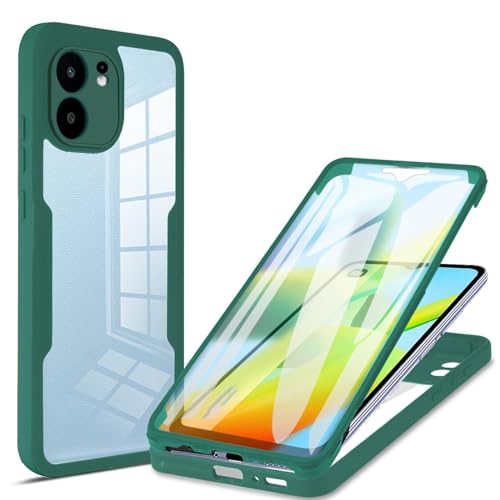 ILING Transparente Funda para OPPO Find X5 Lite 5G, Moda Ultradelgado Antigolpes Carcasa con Protector de Pantalla Incorporado, Dura PC + Silicona TPU Bumper Cubierta (Verde)