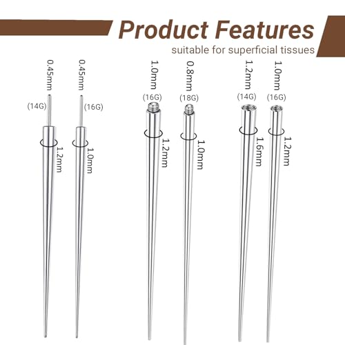 Piercing Ball Grabber Tool for Changing Jewelry,14G 16G 18G 20G Stainless Steel Piercing Tapers with Threaded & Threadless Insertion Pins for Ear/Nose/Cartilage/Dermal/Septum, Eyebrow/Tongue — view 5
