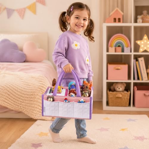 Image of SFYBYHEART Kids Carrying Tote Compatible with Toniebox 1 & 2, Padded Storage Organizer for Audio Player Figures, Starter Set, Headphones & Accessories, Lightweight Travel Bag
