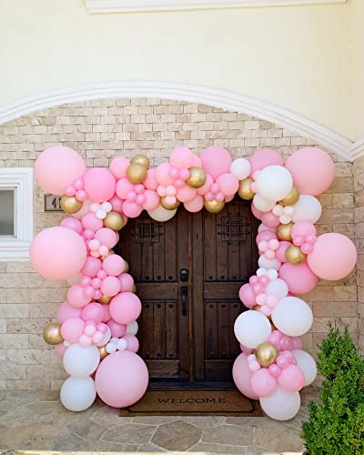 Image of Voircoloria 105pcs Light Pink Balloons 12inch Pastel Pink Balloons for Boys Girls Birthday Baby Shower Gender Reveal Wedding Decorations