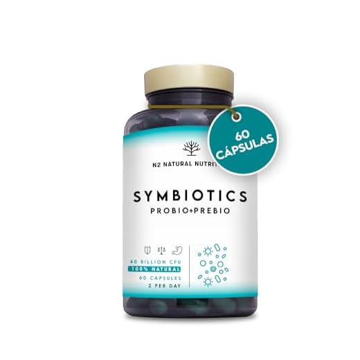 Probióticos y Prebióticos Intestinales, 60 cápsulas 40 Billones de Bacterias Probióticas Naturales, Mujer y Hombre. Mantenimiento Flora Intestinal, Trastornos Gastrointestinales. N2 Natural Nutrition