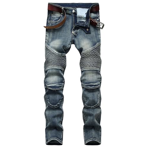 Men's Slim Fit Jeans Ripped Skinny Jeans for Men Fashion Biker Jeans Stretch Moto Cargo Denim Pants