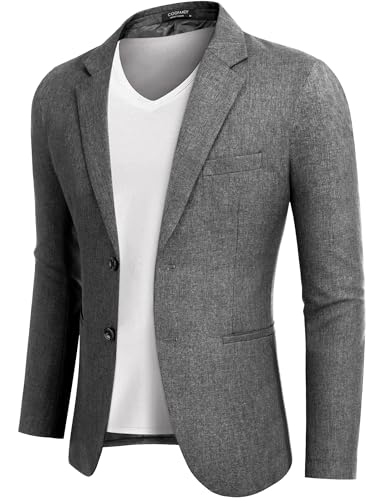 COOFANDY Herren Sportlich Blazer Sakko 2 Knöpfe Freizeitblazer Modern Regular Fit Sportsakko Einfarbig Grau XL