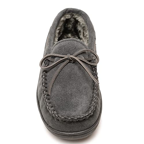 Minnetonka Mens Pile Lined Hardsole Moccasin, Charcoal, Size 9 #TOP2