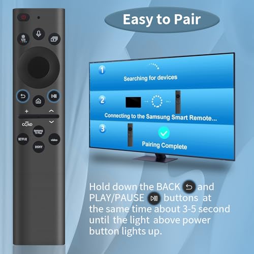 Image of Rechargeable Solar Remote Replacement for Samsung Smart TV, Solarcell, USB-C /Type C Fast Charging, Voice&BT, Compatbile with Samsung Remote Control for Smart TV 2025-2018