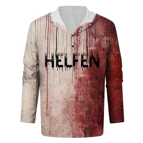 Divertidos disfraces de Halloween camiseta sangrienta Halloween salpicaduras de sangre disfraz de zombi camisa problema resuelto camisa de Halloween hombre disfraz de Halloween para hombre, Orange-A