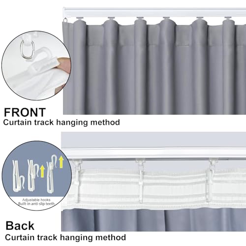 Image of Room Divider Blackout Curtain Track Curtains Wall Dividers Panels Screen for Living Rooms Bedroom Office Privacy Partition Separation, W150 x L84 Inch,1 Panel, Light Grey