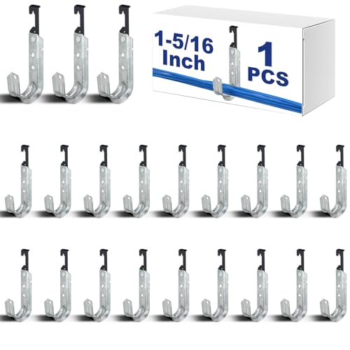 Image of Zonon 1 Pcs J Hooks for Hanging Metal J Hook Hangers Cable Support with Bat Wing Heavy Duty G60 Galvanized Steel Cable Hooks for Attaching Ceiling Wire Threaded Rod (1-5 /16 Inch)