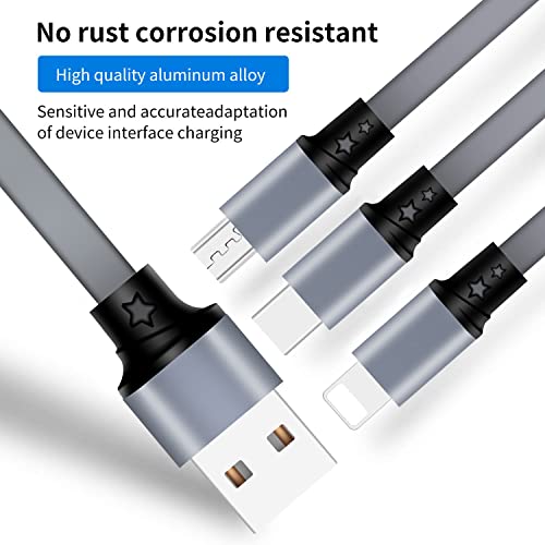 Sdbaux 2Pack Multi Usb Charger Cable Retractable 3 In 1 Multiple Charging Cord Adapter With Mini Type C Micro Usb Port Connectors Compatible With Cell Phones Tablets Universal Use (3.3Ft/Gray) #TOP3